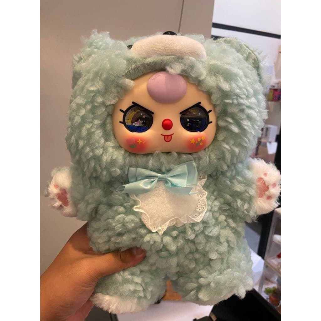 Mint Bear, a Baby Three 400% Hugging Baby Backpack Plush Blind Box figure