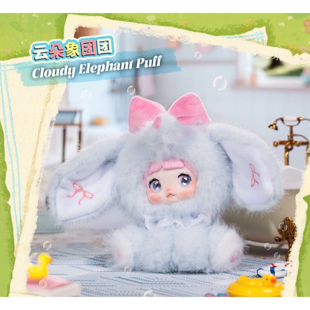 Cloudy Elephant, a collectible figure from the NOMMI Sitting Zoo Series Plush Blind Box series by NOMMI