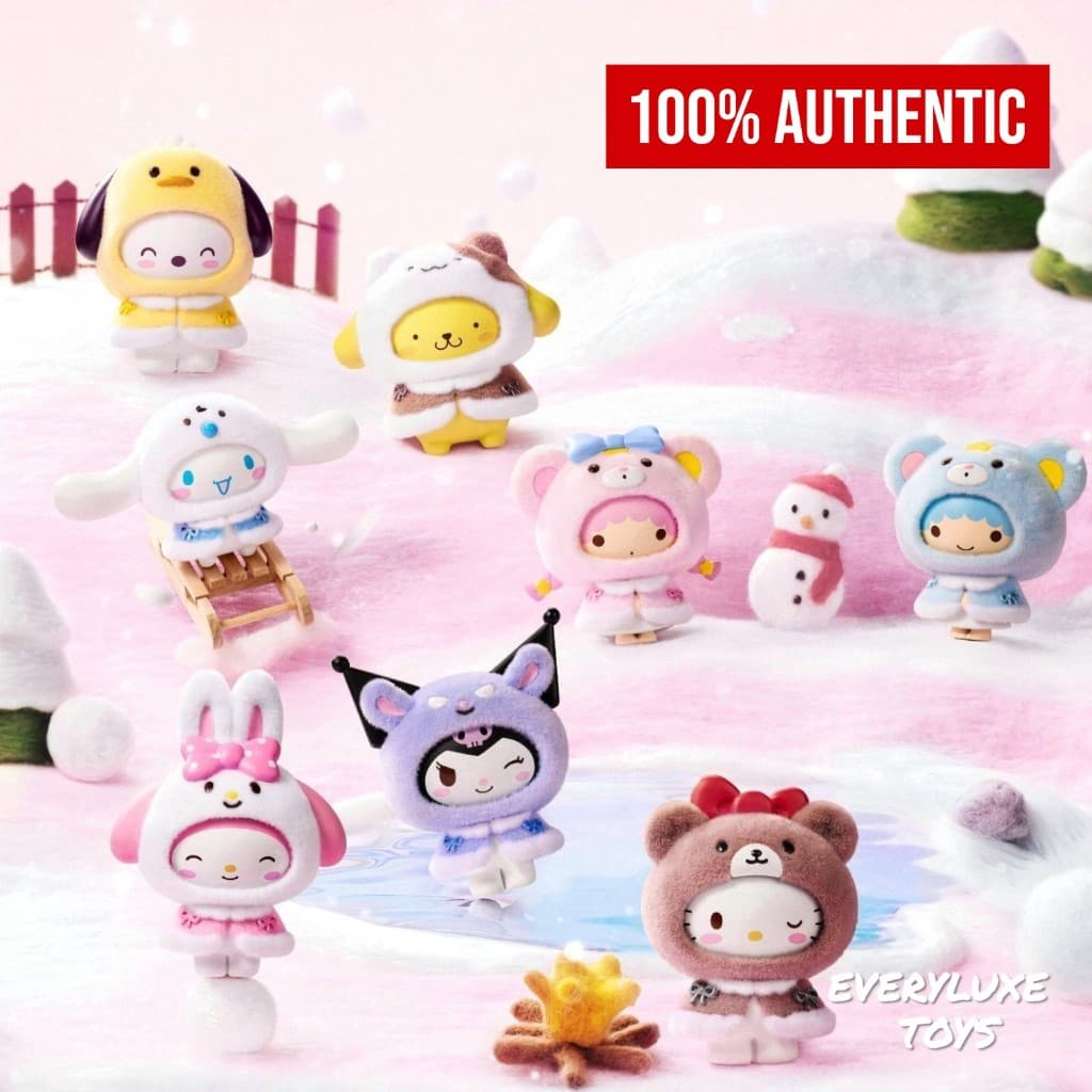 Lala in Bear Cape, a collectible figure from the MINISO Sanrio Characters Little Cape Series Flocked Twisting Face Bag Charm Kuromi Melody series by MINISO