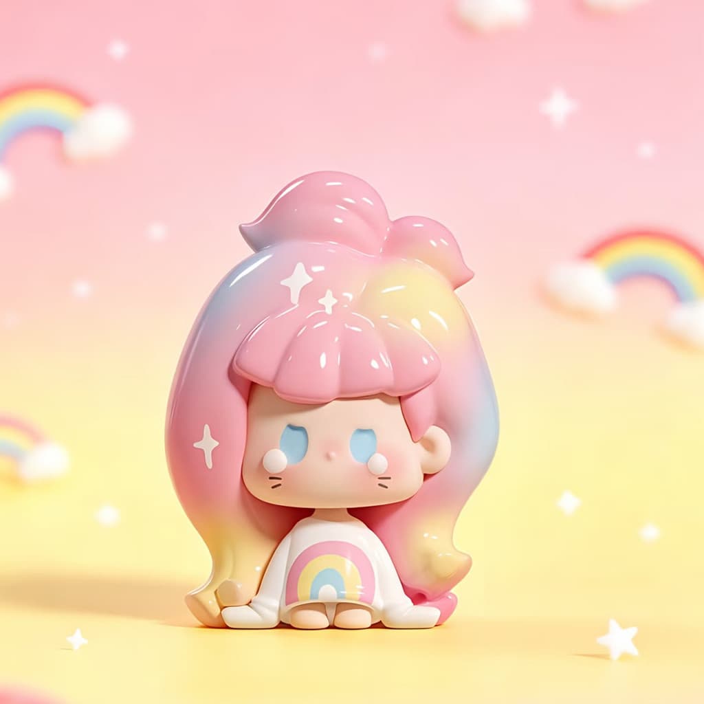 Rainbow Mallow, a NuNu Remix Series Cute Beans MINI Figure Doll Gift figure