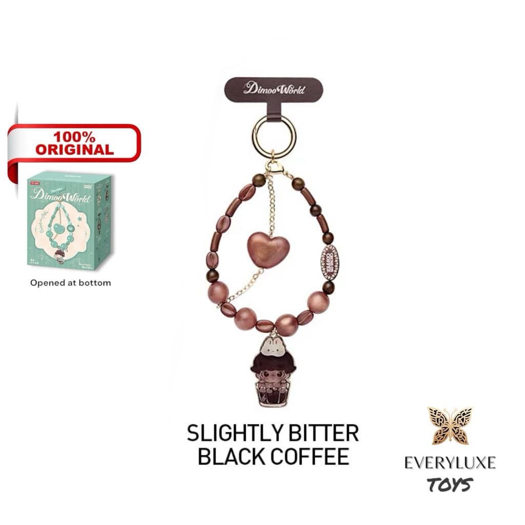 Slightly Bitter Blac, a collectible figure from the DIMOO Crush on Coffee Series Phone Charm Strap series by POPMART