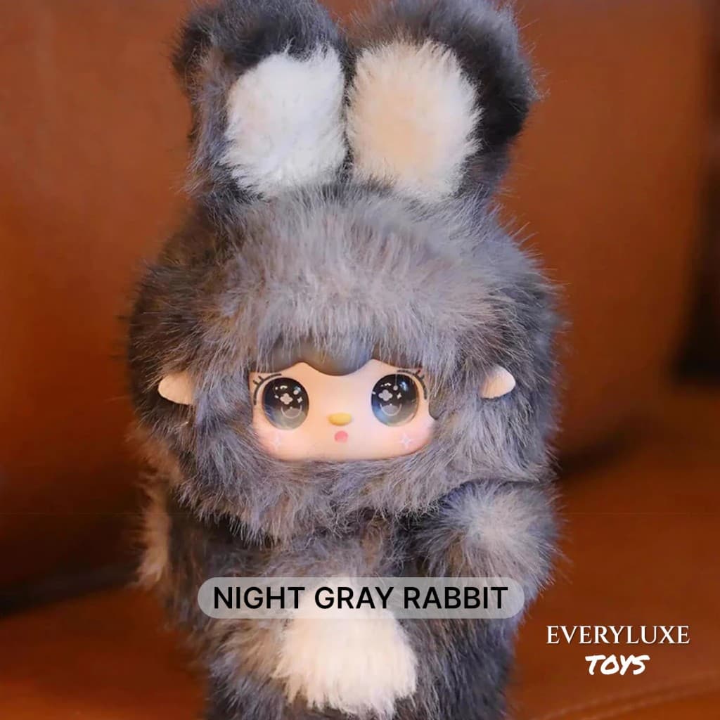 Night Gray Rabbit, a YOOKI v13 Oxygen Hopping Bunny Vinyl Plush Pendant Doll Girl Gift figure